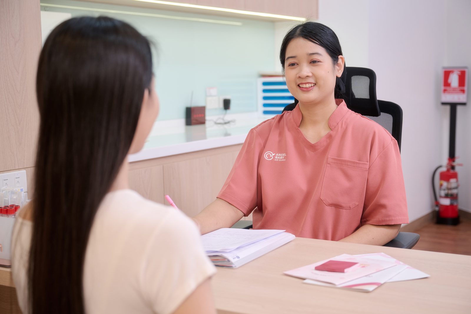 A nurse at Angel Baby IVF Clinic supporting a patient through the stimulation stage